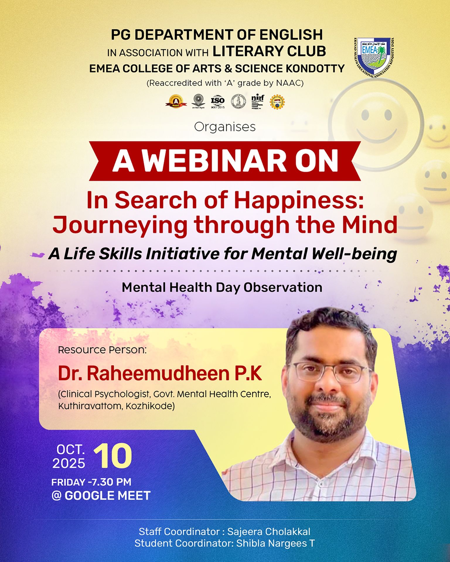 Webinar: In Search of Happiness – Journeying through the Mind