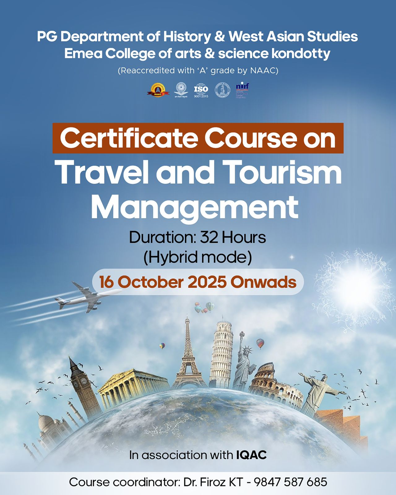 Certificate Course on Travel and Tourism Management