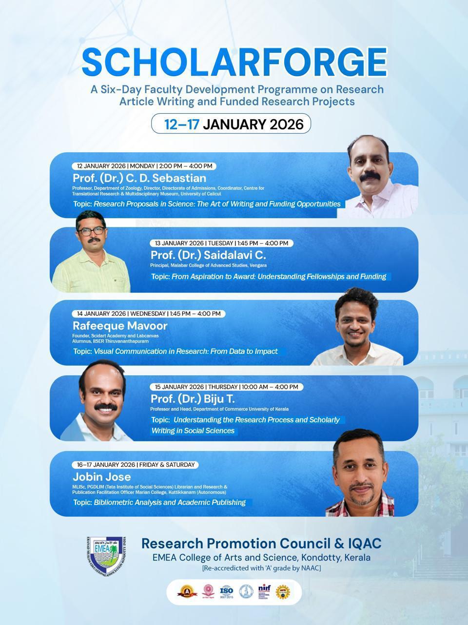 SCHOLARFORGE: Six-Day Faculty Development Programme